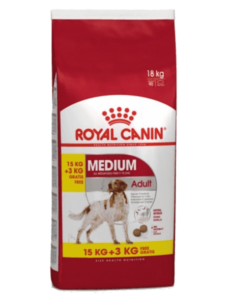 Embalagem promoção + 3 Kg de Royal Canin Cão Médio Adulto