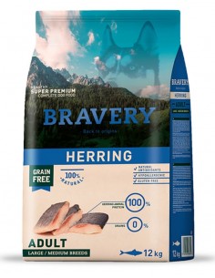 Bravery Adulto Medium-Large Arenque (Grain Free)