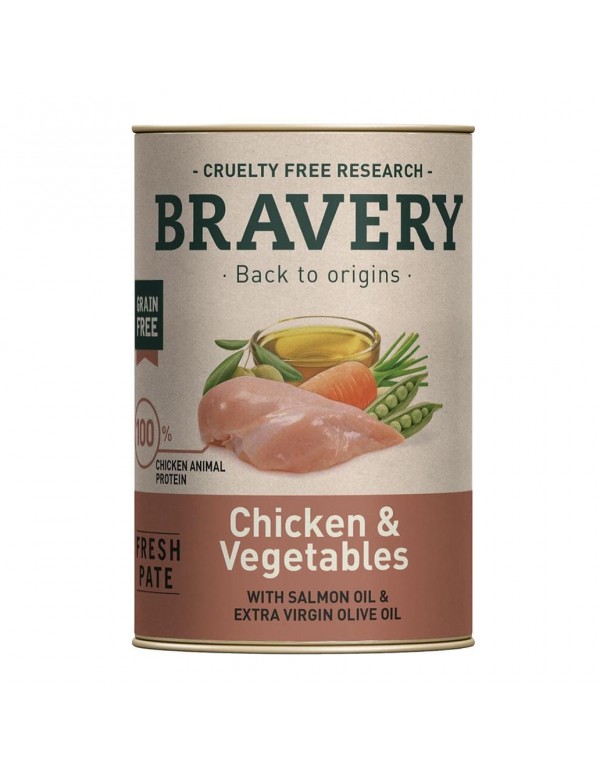 Bravery Cão Adulto Frango e Vegetais 290 Gr