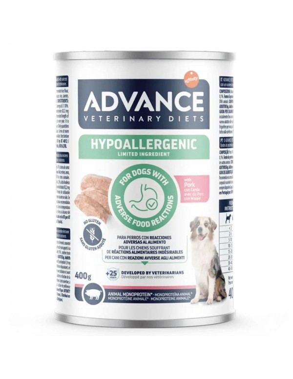 Advance VD Cão Hypoallergenic Húmido Porco